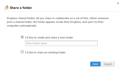 Dropbox share a folder